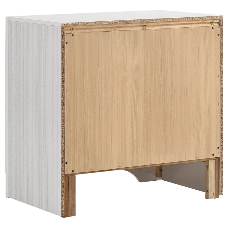 Vino White 4 Piece Queen Bed Set with Storage, Glitter Accent