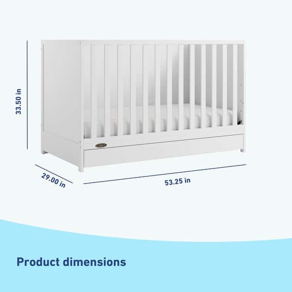 dimension image slide 2 of 5, Graco Theo 3-in-1 Convertible Crib with Drawer