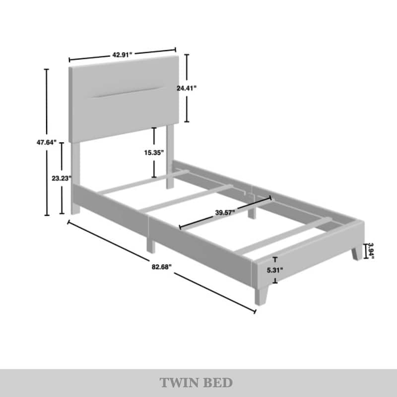 CraftPorch 4-pieces Contemporary Blue Bed with Light Grey Furniture Bedroom Set