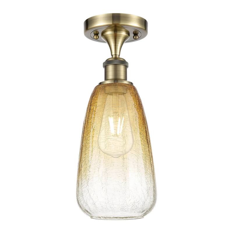 Innovations Lighting 516-1C-14-6 Brookhaven Almond Semi-Flush - Antique Brass / Amber