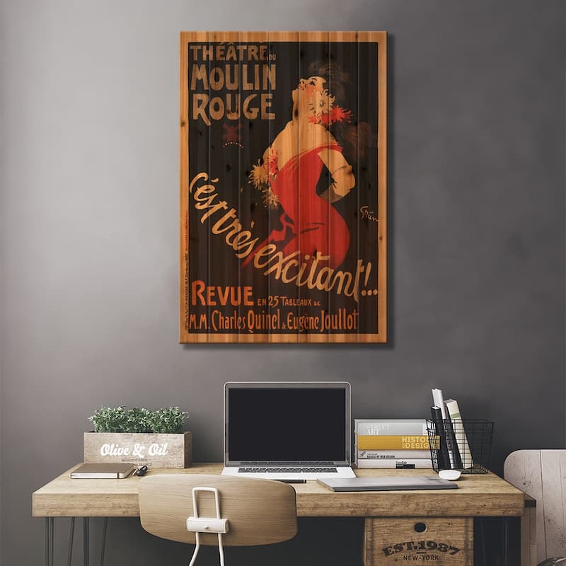 Theatre du Moulin Rouge, C'est Très Excitant Advertisement, 1911 Print On Wood by Jules Alexandre Grun - Multi-Color