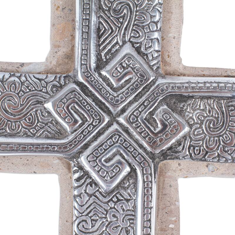 Novica Handmade Timeless Faith Pewter And Reclaimed Stone Wall Cross