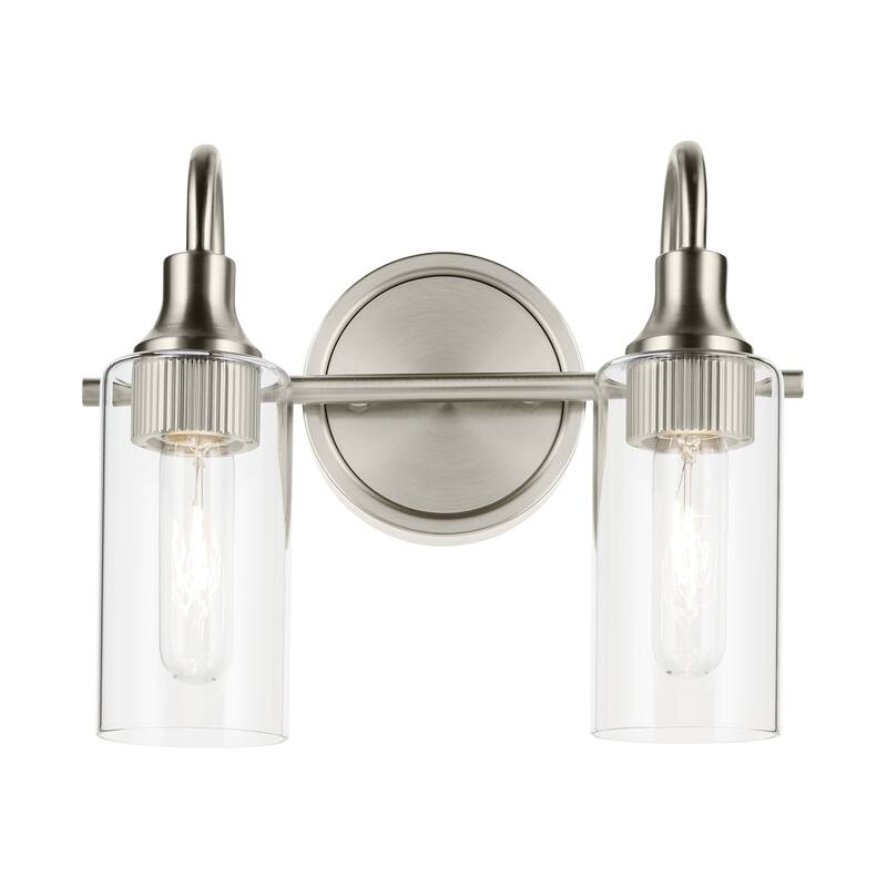 Kichler Lighting Kavi 12.5" 2-Light Vanity Light with Clear Glass in Brushed Nickel