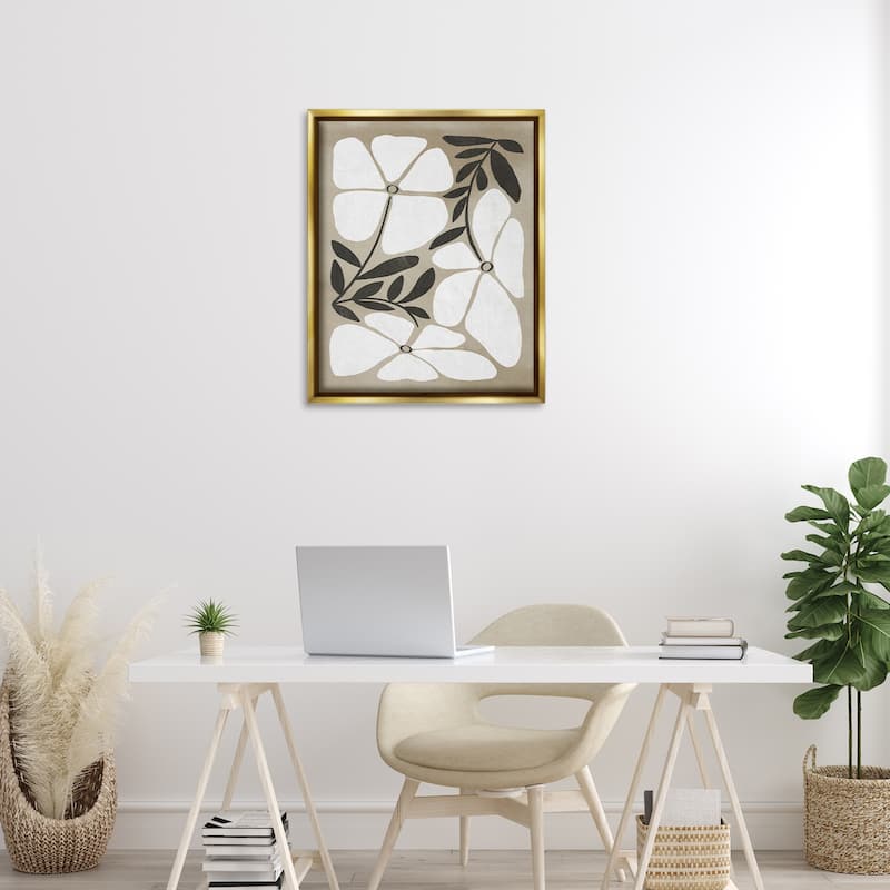 Stupell Boho Flowers Trio Framed Floater Canvas Wall Art Design By Victoria Barnes