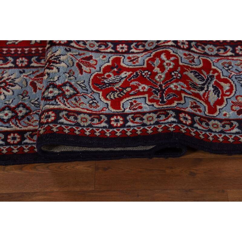 Machine Made Oriental Polyester Carpet Traditional Floral Red Kashan Area Rug - 12' 7'' X 9' 8''