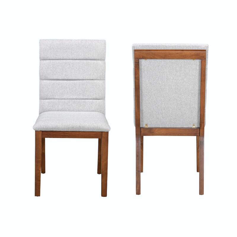 Comfy Tufted Chairs Set of 2 - Walnut Finish & High-Density Foam