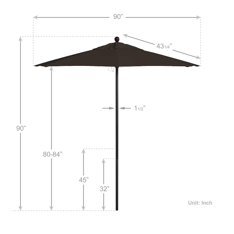 California Umbrella 7.5' Venture Series Patio Umbrella, Bronze Aluminum Pole Fiberglass Ribs Push Lift, Pacifica Pacific Blue
