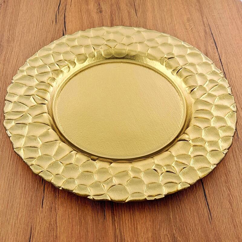 ROCHER Glass Charger Plate - 13" - Gold - 4 Piece