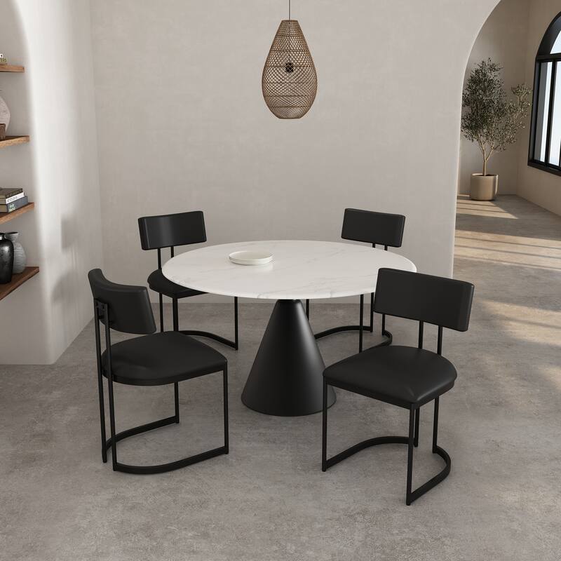 Manhattan Comfort Juno Metal Vegan Leather Side Chair