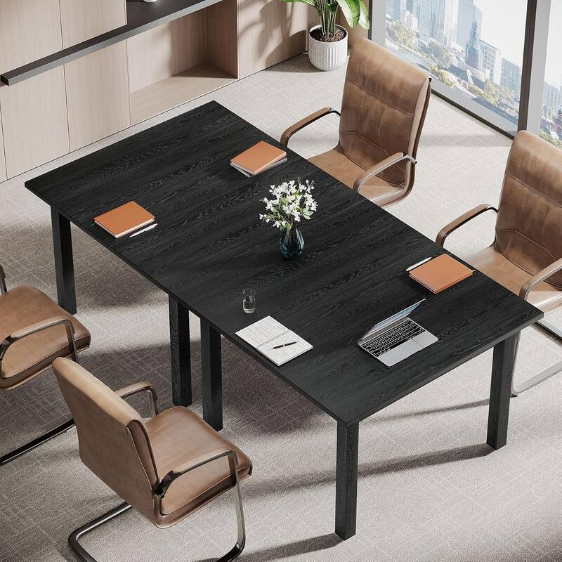 Square Conference Table with Solid Wood Legs Small Meeting Table for Conference/Seminar Room Boardroom