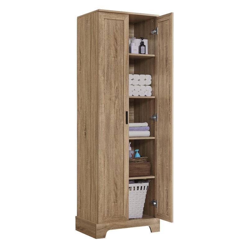 Tall Bathroom Storage Cabinet with 2 Doors & Adjustable Shelf, Pantry Storage Cabinet Narrow Cabinets for Kitchen Bathroom