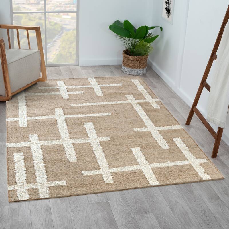 Sevita Natural/Ivory Contemporary Abstract Area Rug