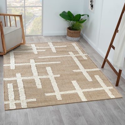 Sevita Natural/Ivory Contemporary Abstract Area Rug