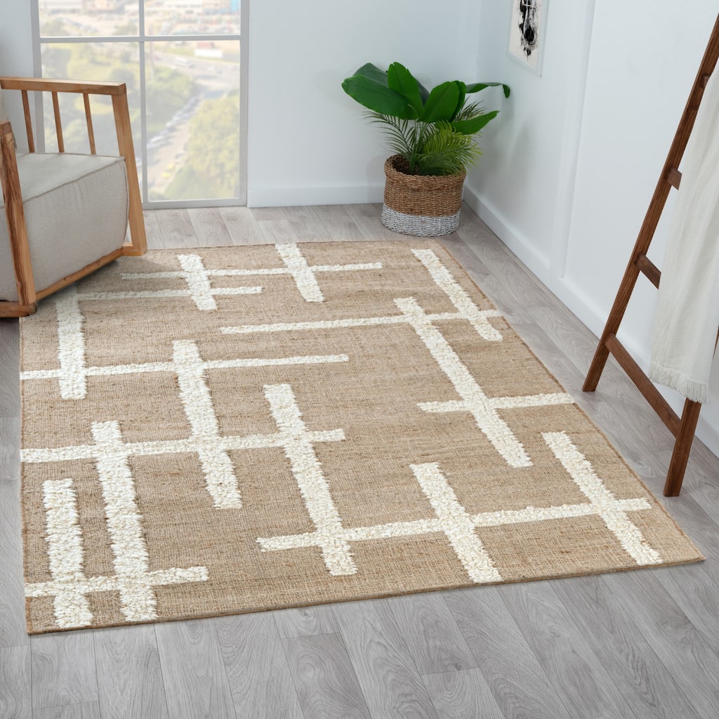 Sevita Natural/Ivory Contemporary Abstract Area Rug