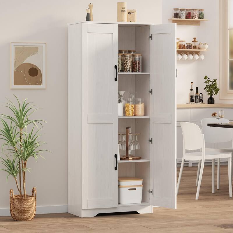 Kitchen Pantry Cabinet, Freestanding Black Pantry Storage Cabinet
