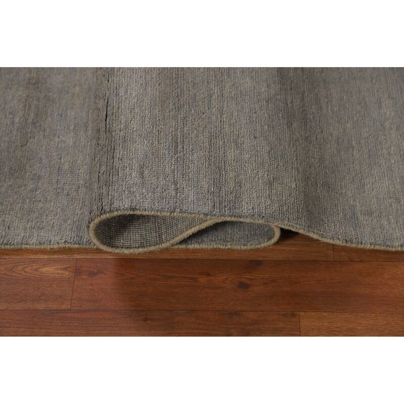 Gray Modern Gabbeh Runner Rug Hand-Knotted Wool Carpet - 3'0" x 9'8"