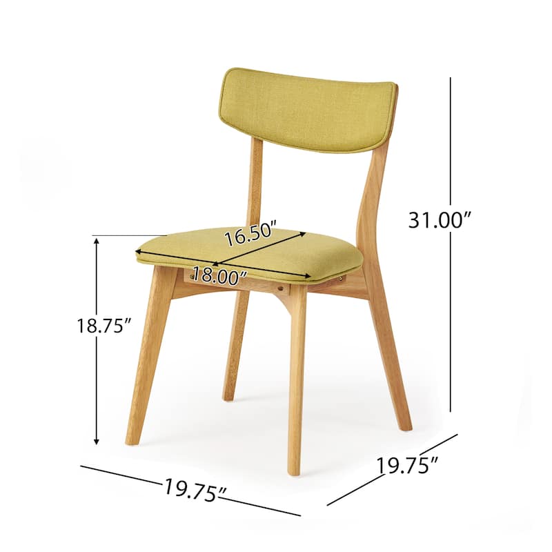 Chazz Mid-Century Modern Upholstered Rubberwood Dining Chairs (Set of 2) by Christopher Knight Home
