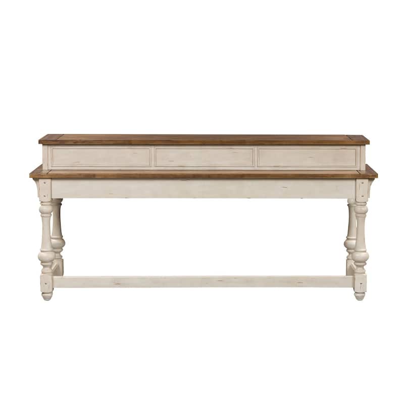 Morgan Creek Antique White Wire Brushed Tobacco Accents Console Bar Table