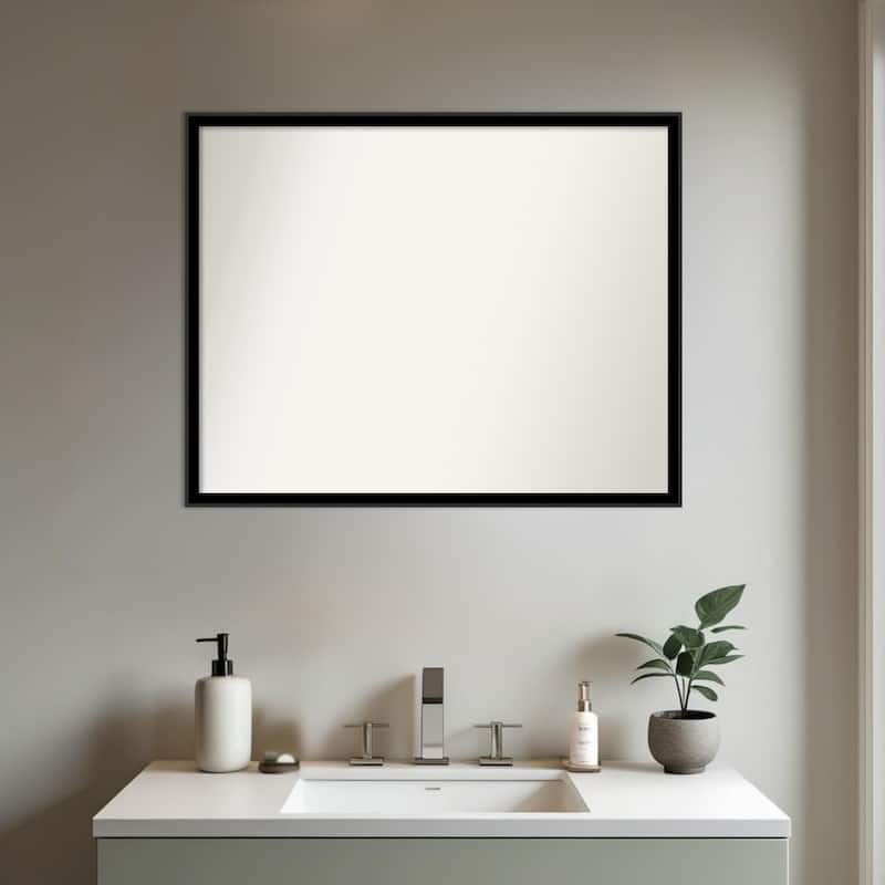 Incline Non-Beveled Wood Framed Bathroom Vanity Wall Mirror