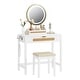 preview thumbnail 1 of 7, COSTARS Rattan Makeup Vanity Desk with Mirror and Lights, White Vanity Table with Drawers,Dressing Table with 3 Lighting Modes White