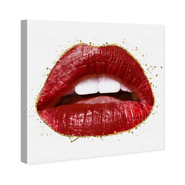 Oliver Gal★Lipstick Stains Red★キャンバスアート 4サイズ Oliver Gal 'Red Lipstick Glitter' Fashion and Glam Wall Art