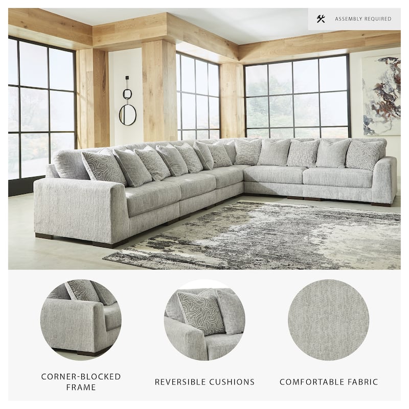 Signature Design by Ashley Regent Park Pewter 6-Piece Sectional - 171"W x 132"D x 39"H