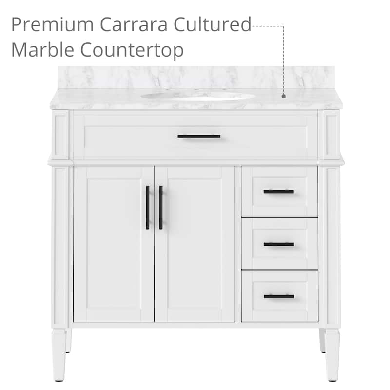 36/48/60 in. Bathroom Vanity with Ceramic Undermount Sink, Wood Cabinet, and storage drawers