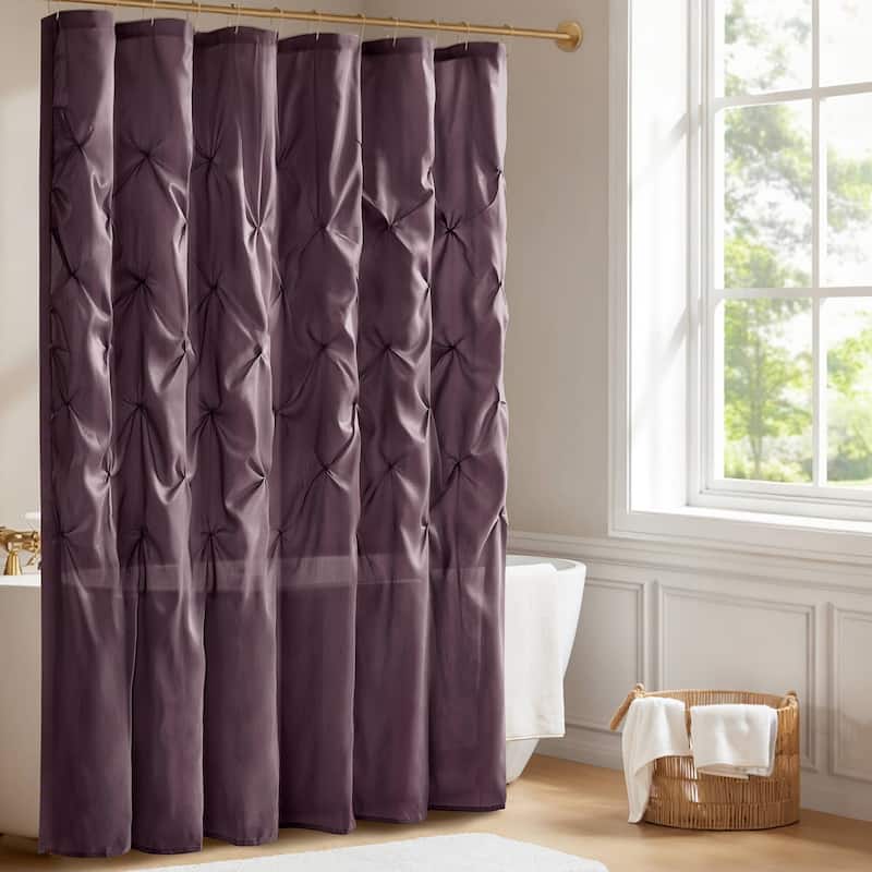 Madison Park Laurel Tufted Semi-Sheer Shower Curtain - 72x72" - Plum