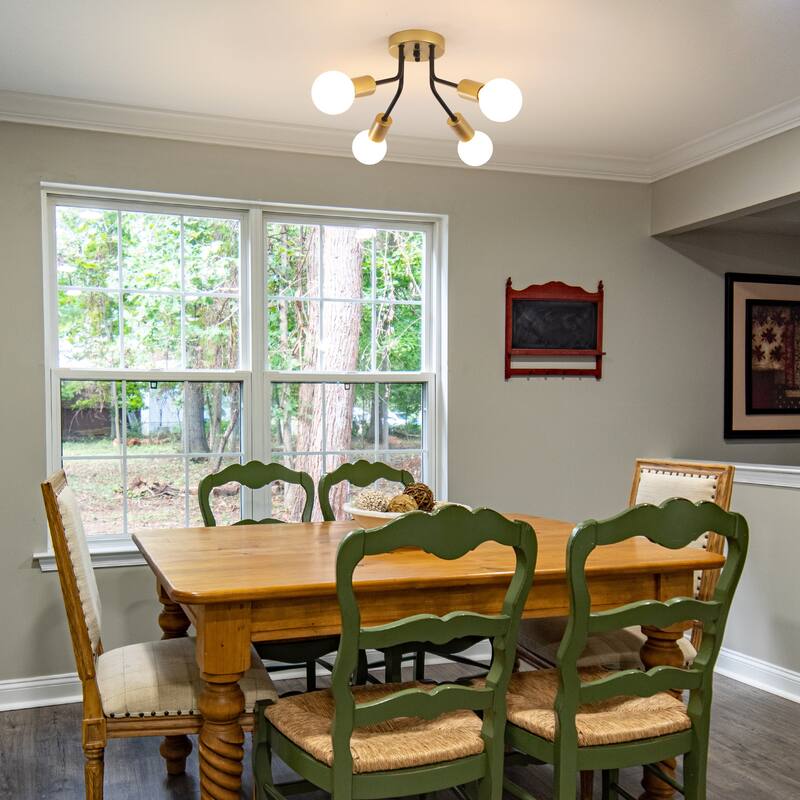 Modern 4-Light Semi Flush Mount Ceiling Light for Dining Room Bedroom Hallway Entryway