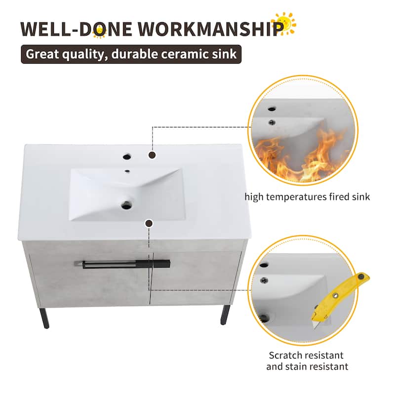 Beingnext 24"/30"/36" Bathroom Vanity with Sink, Freestanding/Floating Bathroom Vanity with Soft Close Door and Adjustable Shelf