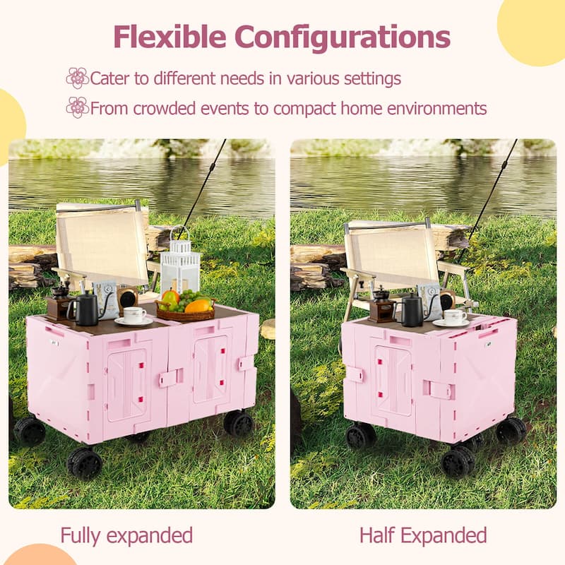 Costway Large Foldable Utility Cart with 2-Tier Storage Crates 5 - See Details