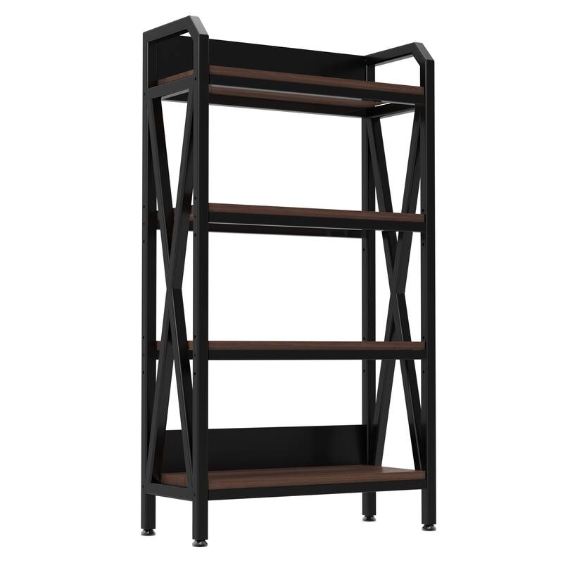 55'' Bakers Rack 4-Level Storage Shelves Metal and Wooden Kitchen Shelves, Kitchen Organizers and Storage