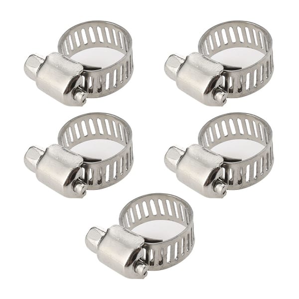 Hose Clamp Silver Stainless Steel Worm Gear 8mm Metal Made 10pcs Hose Clamp Silver Stainless Steel Worm Gear 8mm Metal Made 10pcs