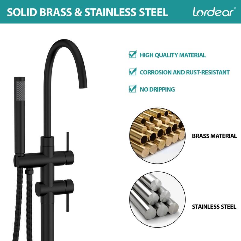 Lordear Bathtub Faucet Tub Filler Swivel Faucet with Hand Shower, Swivel Spout