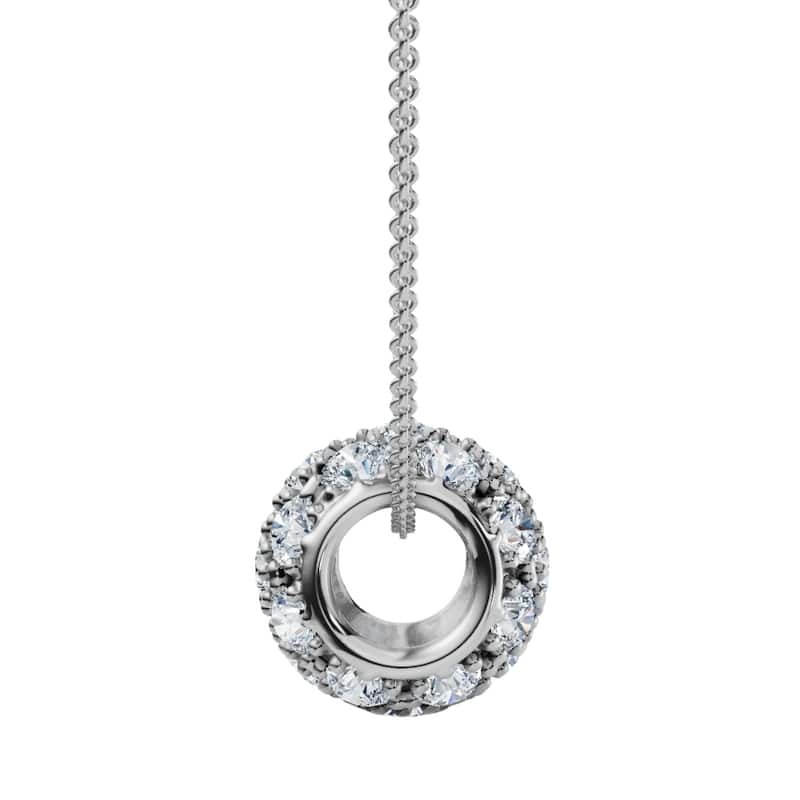 1Ct Pave Puff Slide Diamond Pendant Women's Necklace 18" Lab Grown Gold