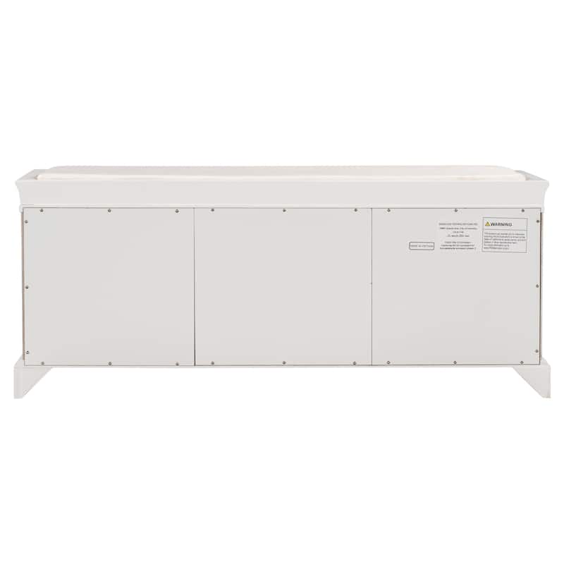 Storage Bench with 2 Drawers and 2 Cabinets, Shoe Bench with Removable Cushion for Living Room, Entryway