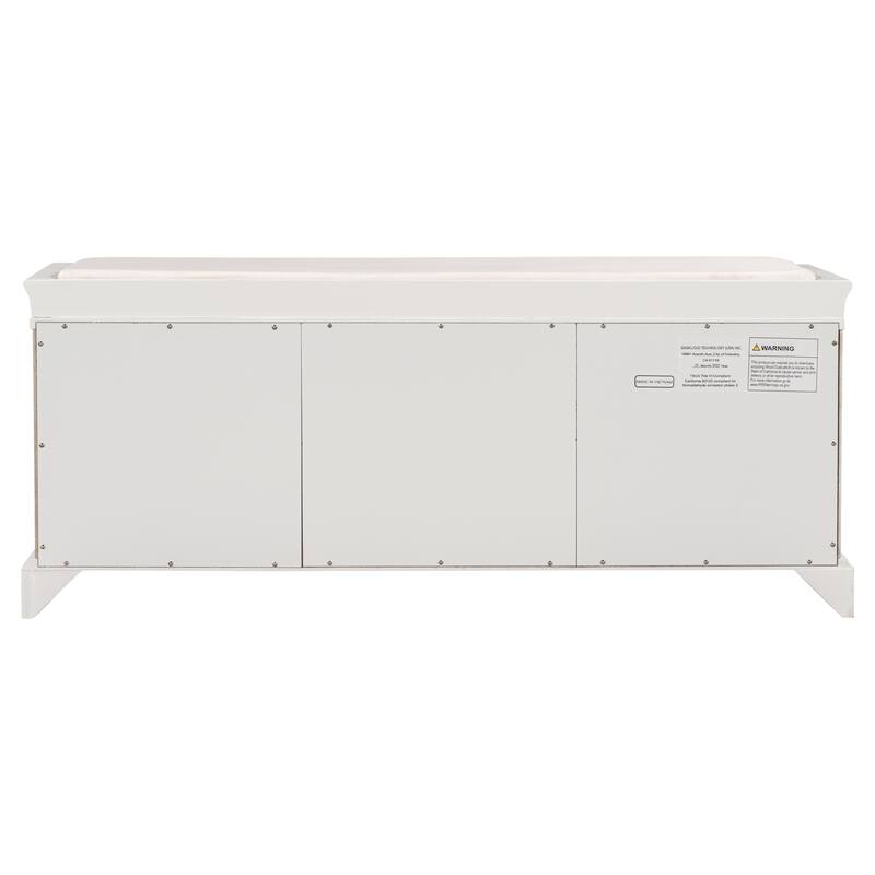 Storage Shoes Bench with 2 Drawers, 2 Cabinets and Removable Cushion