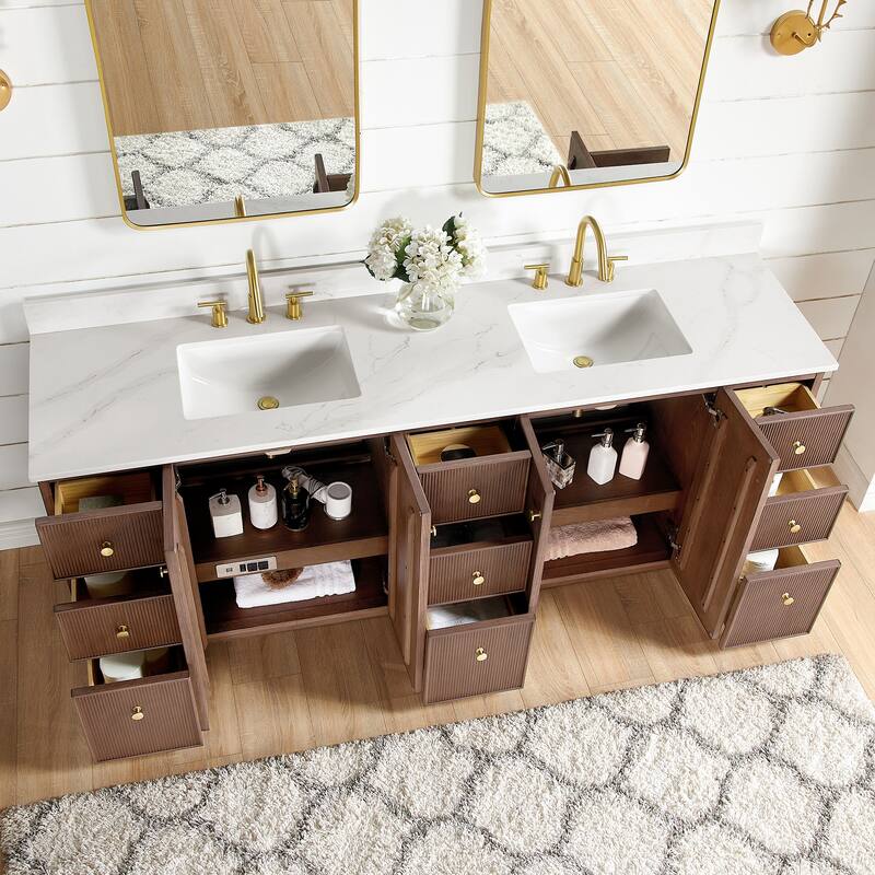 Oza Bath Vanity with Quartz Stone Top and Mirror