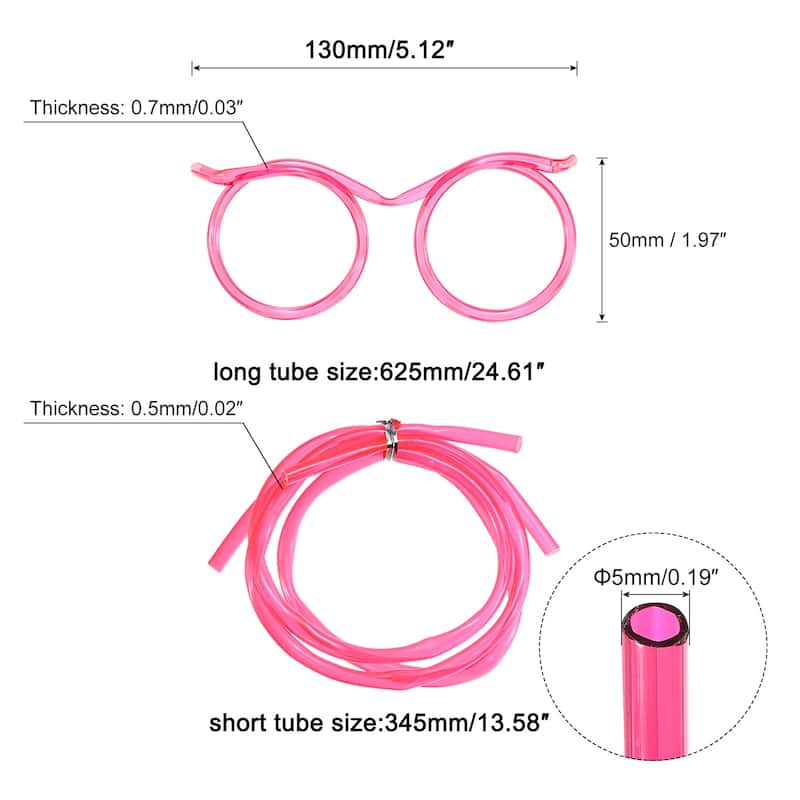 5 Pcs Straw Glasses, Plastic Round Novelty Drinking Eyeglasses Straws - Multicolor - Multicolor