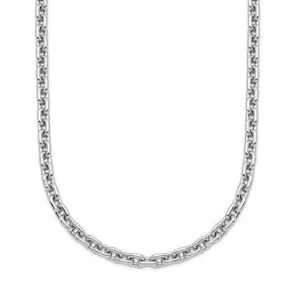 Curata 925 Sterling Silver Rhodium 4mm Fancy Flat Chain Necklace for Men or Women