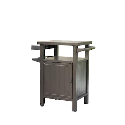 Grill Carts Outdoor with Storage and Wheels, Whole Metal Portable Table and Storage Cabinet for BBQ, Deck, Patio