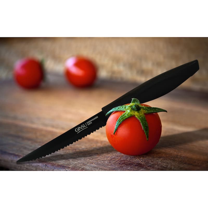 Ginsu Daku Series Dishwasher Safer Black Coated 10 Piece Knife Set With Black Block