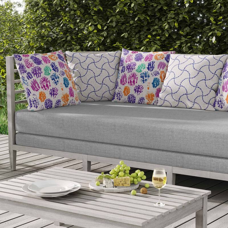 Artful Strokes Indoor/Outdoor Reversible Throw Pillow Orange and Blue