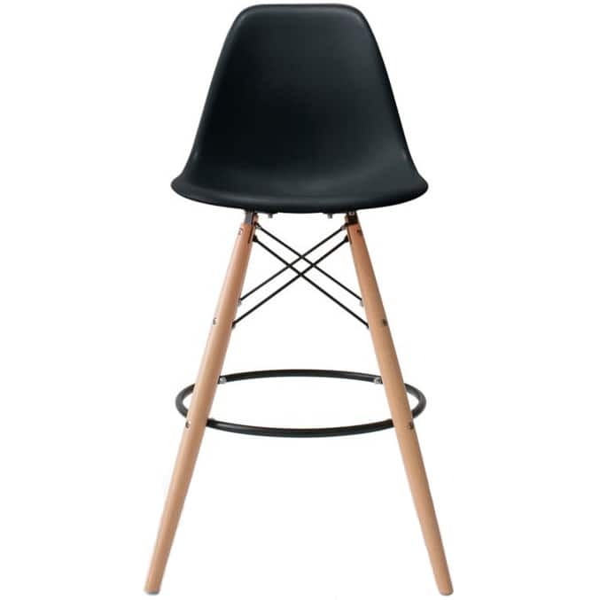 Counter Stool With Back Plastic Molded Wooden Eiffel Base For Kitchen Island Hotel Work High Chair
