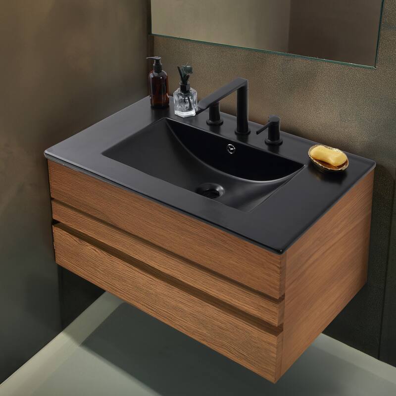 Aubert 3-Hole Classic Contemporary Rectangular Ceramic Single Sink Basin Vanity Top, by JONATHAN Y