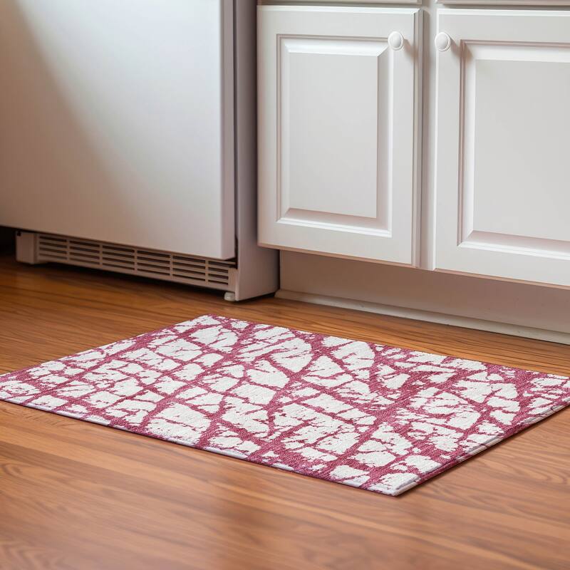 Premium Washable Super Soft Modern Crackle Mayfield Rug - Blush - 1'8" x 2'6"