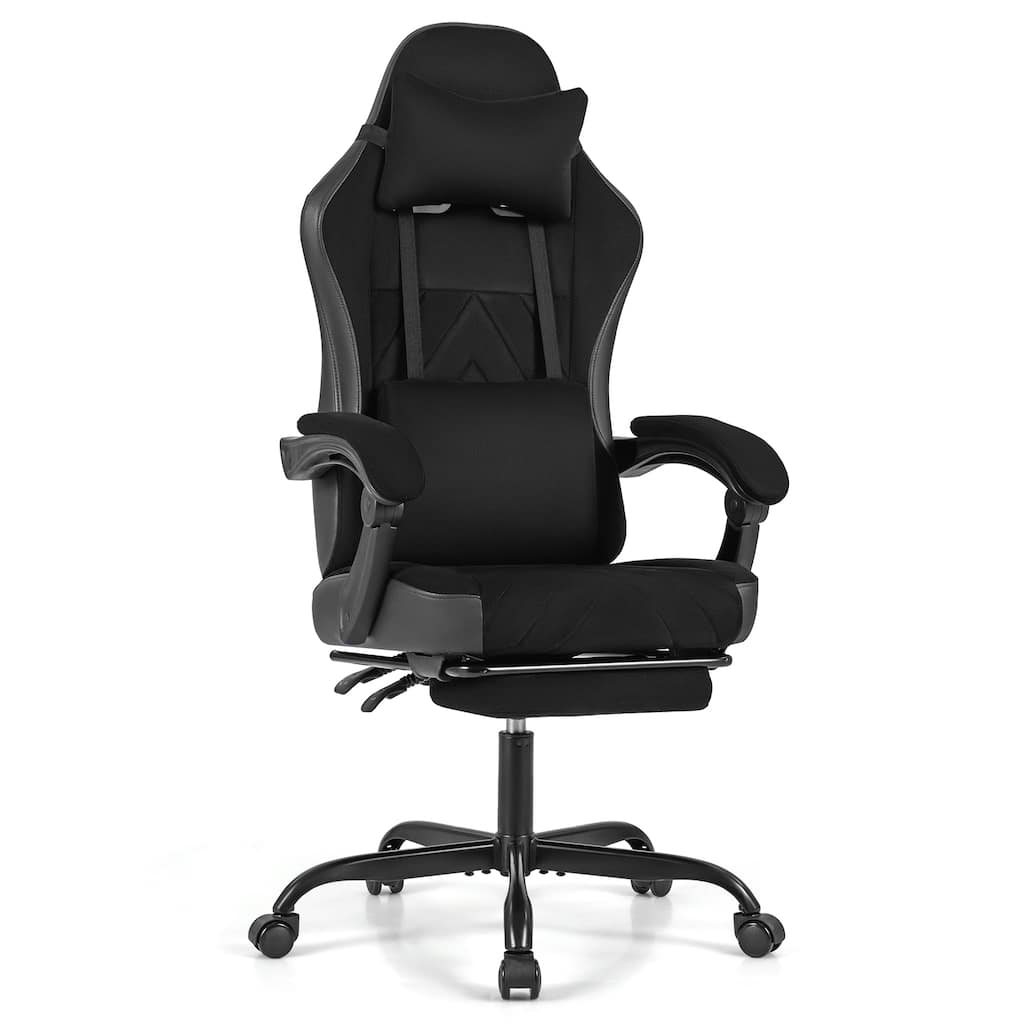 Gymax Gaming Chair w/Headrest Lumbar Support Linkage Armrests