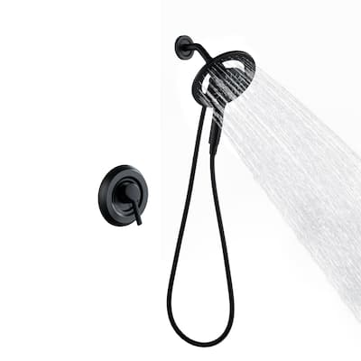 Magnetic 2-in-1 Shower System - 4-Spray 7.5 in. Wall Mount Dual Fixed and Handheld Shower Head in Matte Black