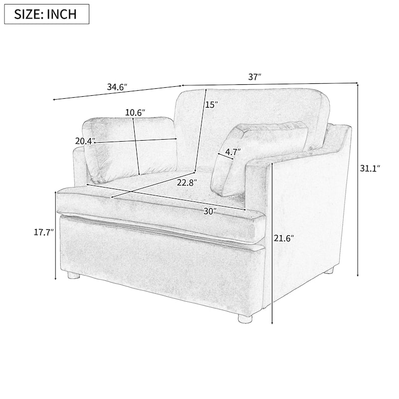 Green Accent Chair Lounge Chair for Living Room Bedroom, Oversized Single Sofa Chair Arm Chairs Reading Chair