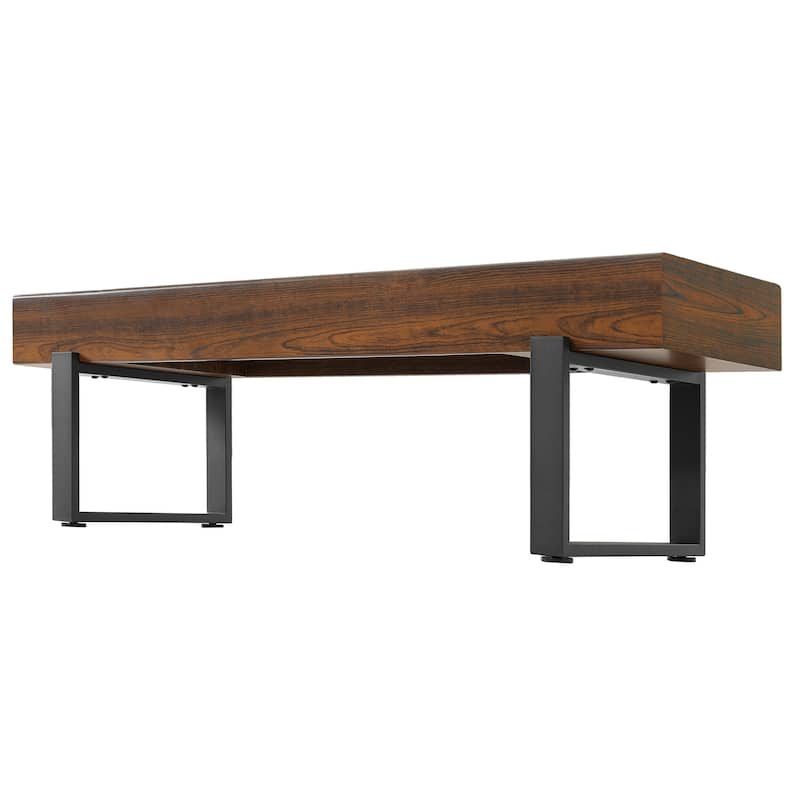 Sleek Modern Unupholstered Bench with Heavy-Duty Metal Legs by Harper&Bright Designs